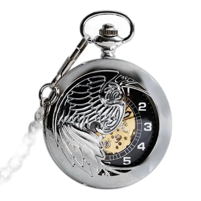 Elegantné strieborné automatické vreckové hodinky