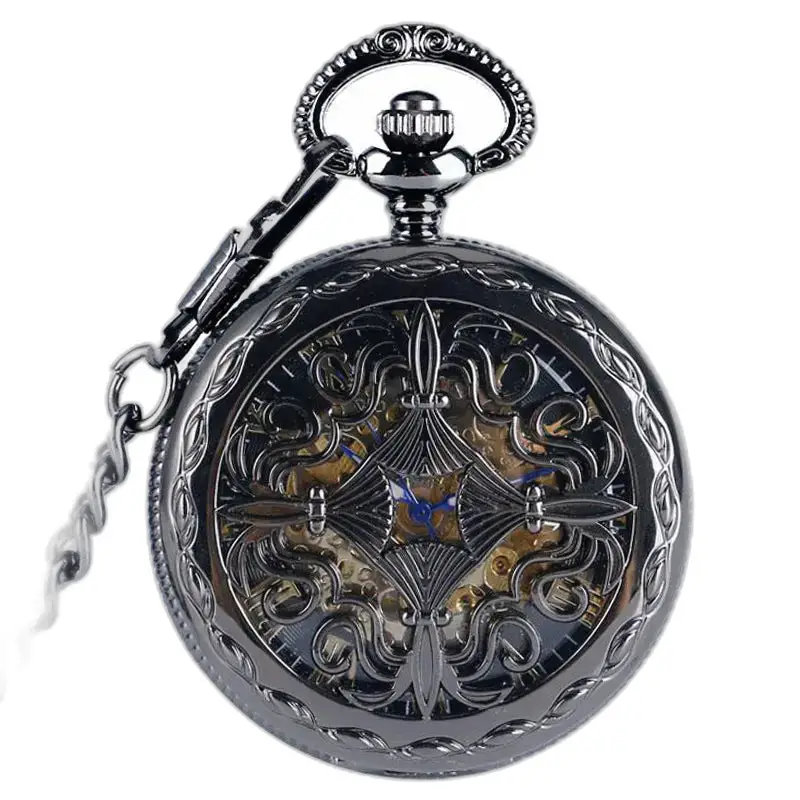 Automatické vreckové hodinky Mystic Hearth čierne