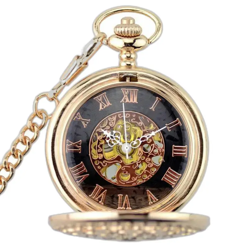 Vreckové hodinky Demi Chasseur Rose Gold s rímskymi číslicami a mechanickým strojčekom