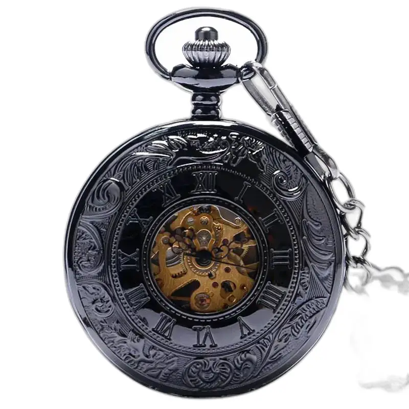 Dvojité vreckové hodinky Demi Chasseur Black s elegantným čiernym ciferníkom