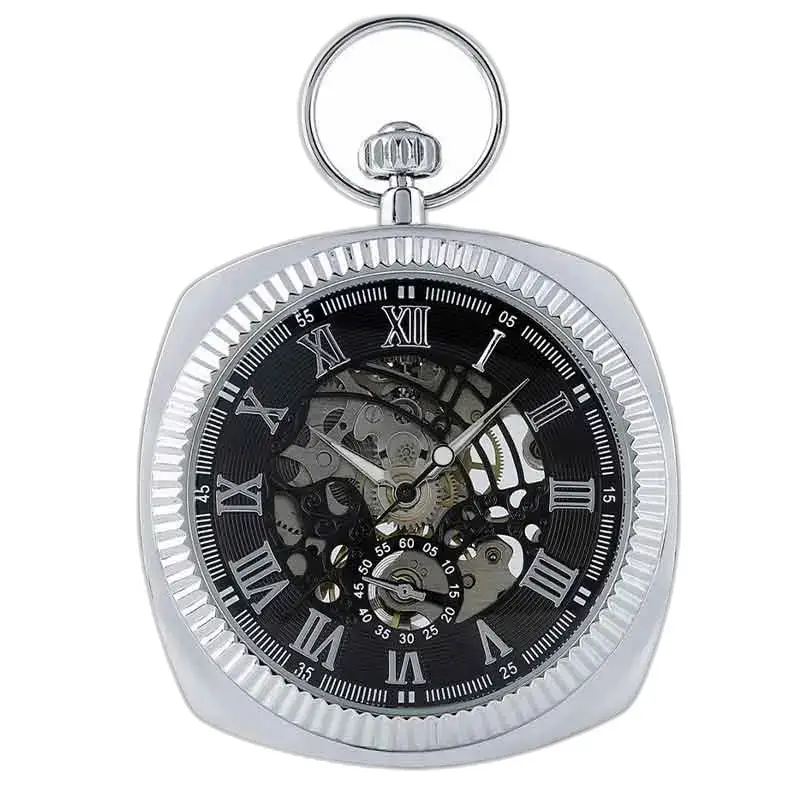 Elegantné strieborné pánske vreckové hodinky s mechanickým naťahovaním v striebornej farbe