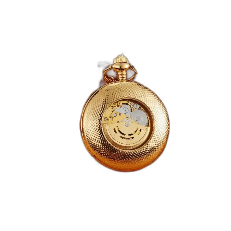 Luxusné klasické automatické vreckové hodinky v zlatej farbe s elegantným mechanickým mechanizmom