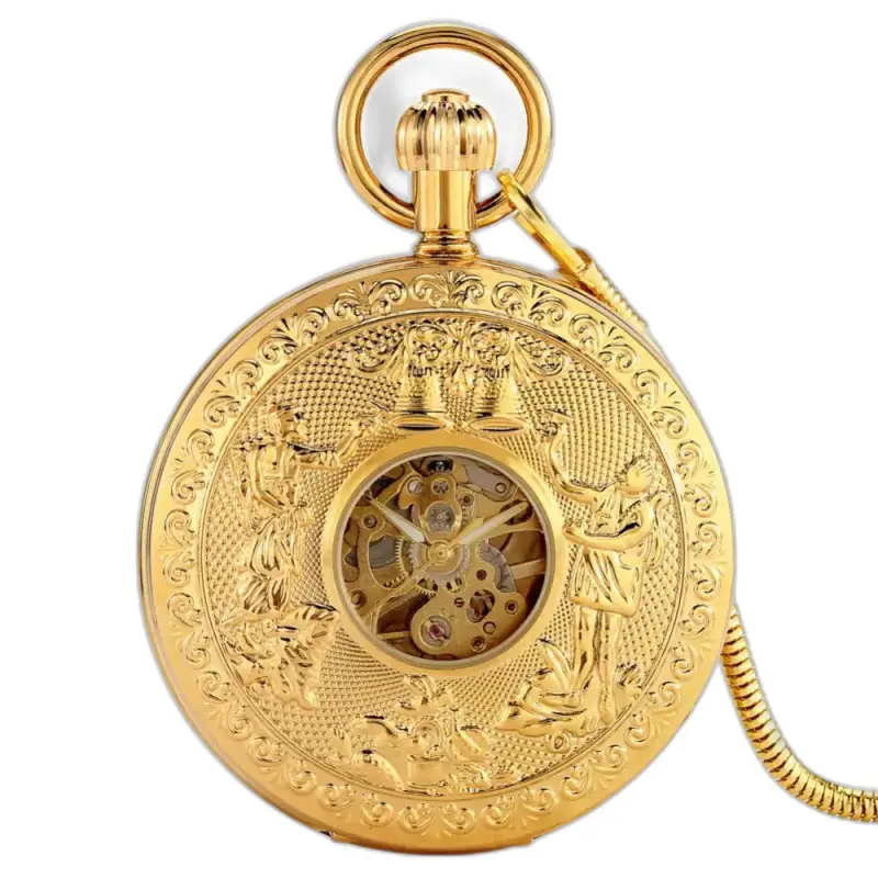 Mechanické vreckové hodinky Golden Bell Luxe s elegantným zlatým dizajnom