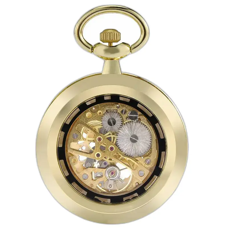 Mechanické vreckové hodinky Golden Skeleton Chic s elegantným zlatým dizajnom