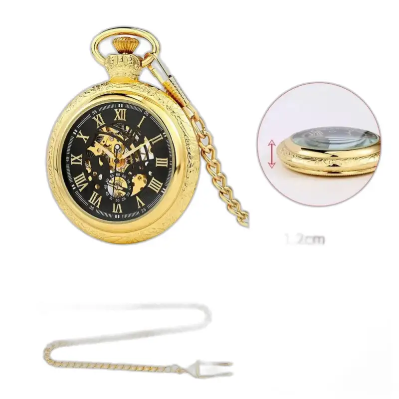 Pánske mechanické vreckové hodinky Goldenheirloom Luxe so zlatou retiazkou