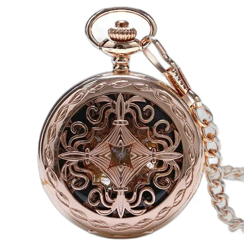 Rose gold Lady mechanické vreckové hodinky s elegantným dizajnom z ružového zlata