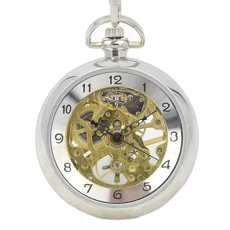 Luxusné mechanické rímske vreckové hodinky v striebornej farbe, elegantné a rafinované