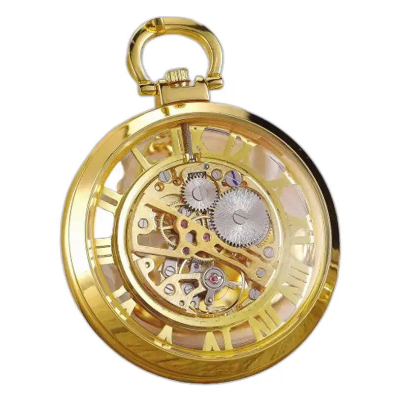 Luxusné vreckové hodinky Mechanical Skeleton so zlatým puzdrom a elegantným dizajnom