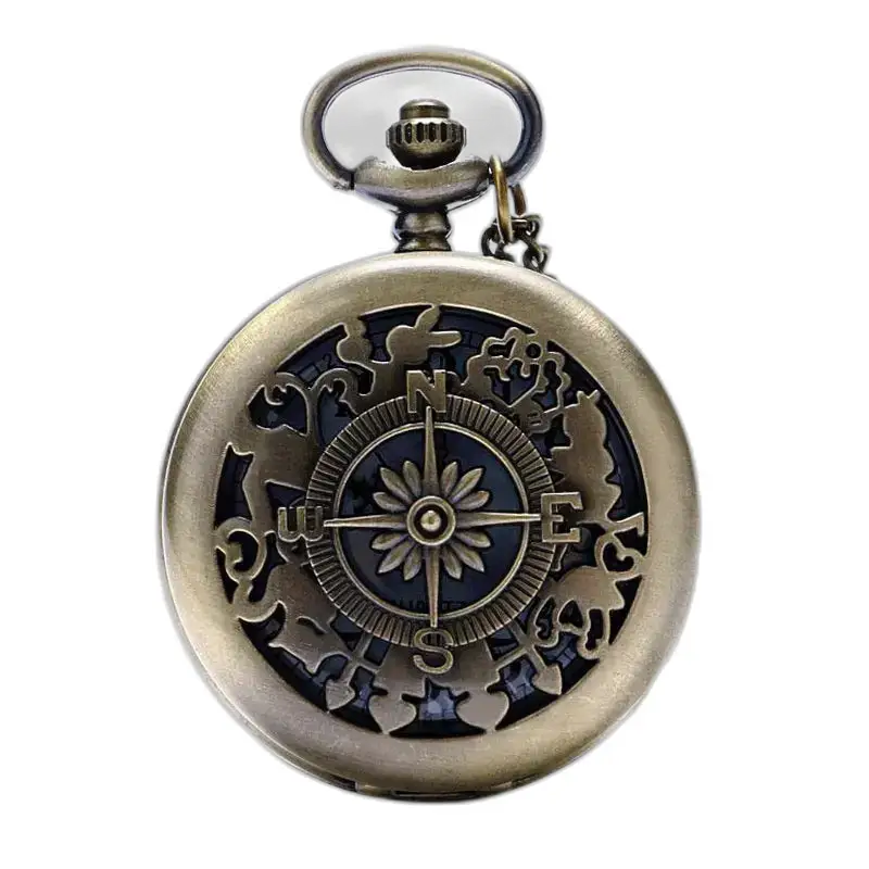 Náhrdelník Vintage Style Compass Hodinky pre mužov a ženy so starožitným bronzovým kompasom