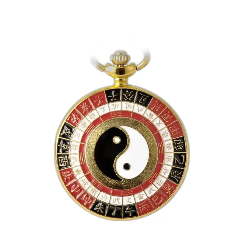 Vintage zlaté ázijské náramkové hodinky s elegantným náhrdelníkom Yin a Yang