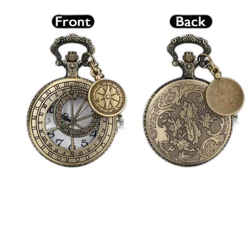 Hodinky s náhrdelníkom Half Hunter z bronzu Quartz Compass v starožitnom štýle, elegantné hodinky s náhrdelníkom