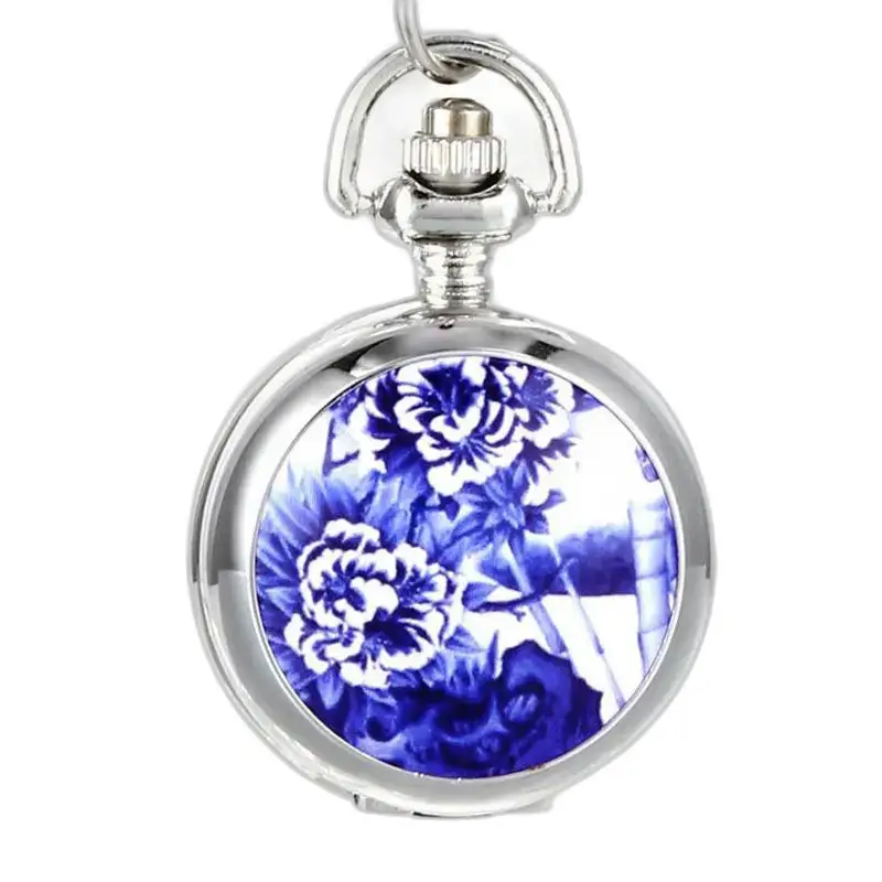 Náhrdelník Silver Blue Flowers s elegantným modrým kvetinovým vzorom