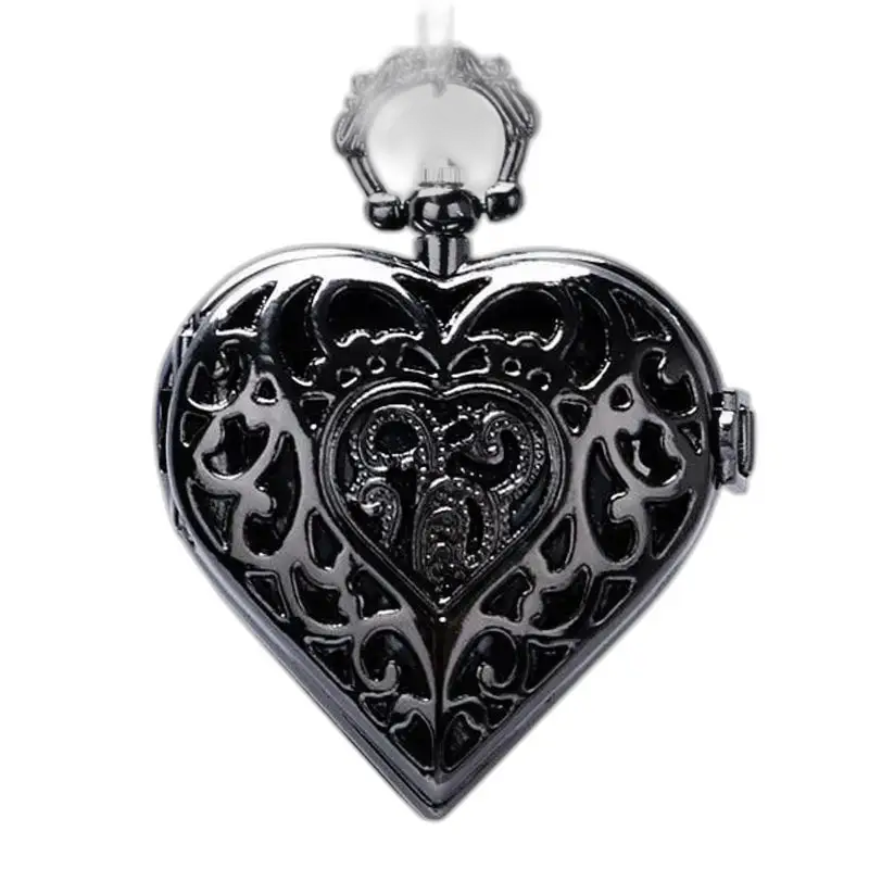 Čierny strieborný prívesok srdiečka z náramku Watch Necklace Pendant pre elegantný vzhľad