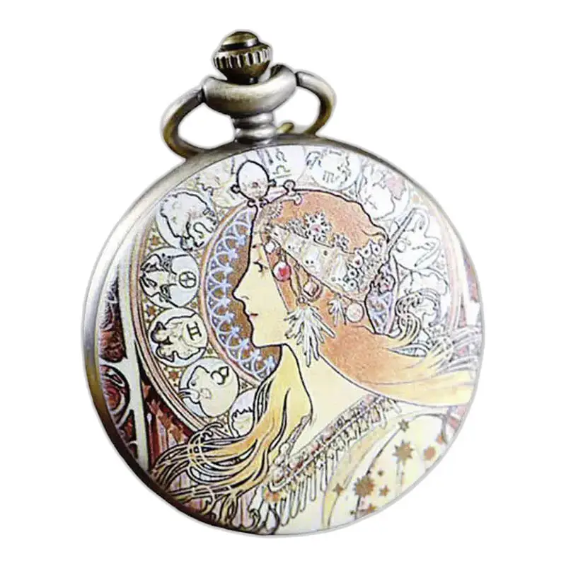Elegantné červené hodinky s príveskom Goddess so štýlovým secesným dizajnom