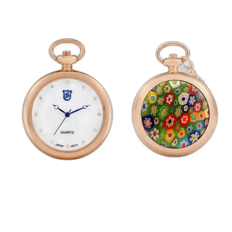 Dvoje hodinky s kremenným náhrdelníkom z ružového zlata, hodinky Modern Lady Rose Quartz Necklace Watch