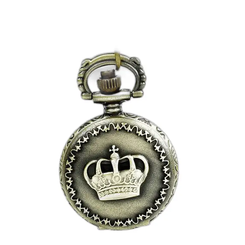 Royal Crown Vintage bronzové náhrdelníkové hodinky so starožitnými korunkami zdobenými vreckovými hodinkami