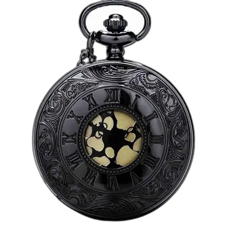 Steampunkové vreckové hodinky Mercury Gusset s ozdobným čiernym dizajnom