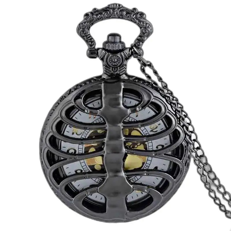 Vreckové hodinky Steampunk Palladium s čiernou kostrou a hrudným košom