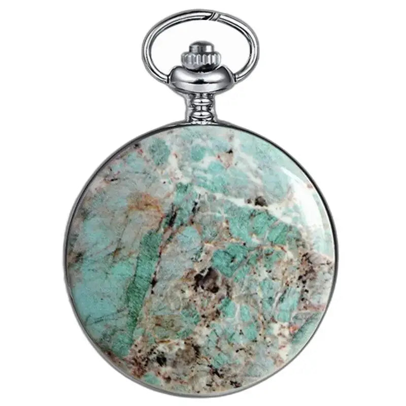 Luxusné mechanické vreckové hodinky Bluemarble s elegantným tyrkysovým vzorom