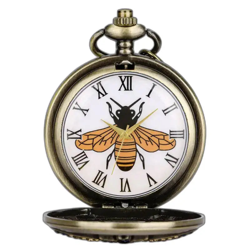 Vreckové hodinky Butterfly Quartz so starožitnými vreckovými hodinkami a dizajnom včiel