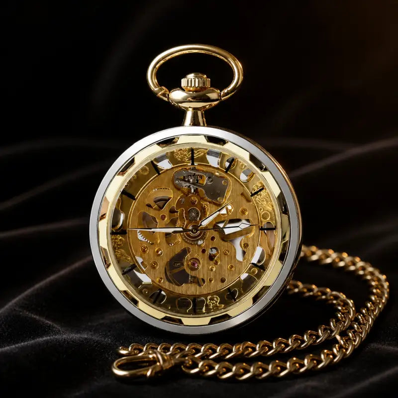 Pánske mechanické vreckové hodinky Skeleton