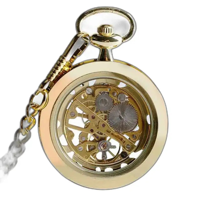 Luxusné vreckové hodinky Gold Heart s automatickým mechanizmom a elegantným dizajnom