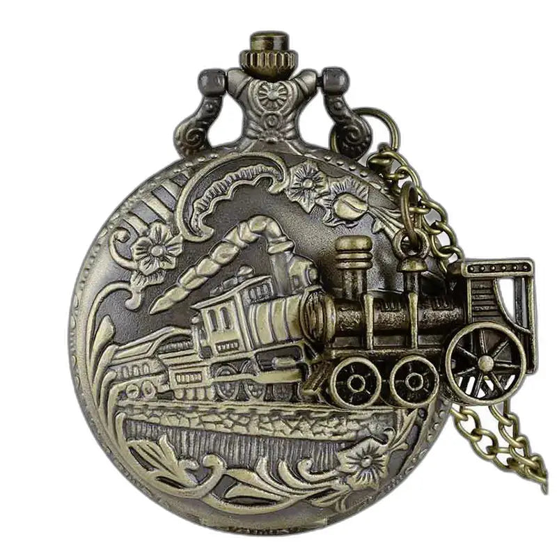 Steampunkový náhrdelník so starožitným medailónom, steampunkové hodinky s tematikou železnice