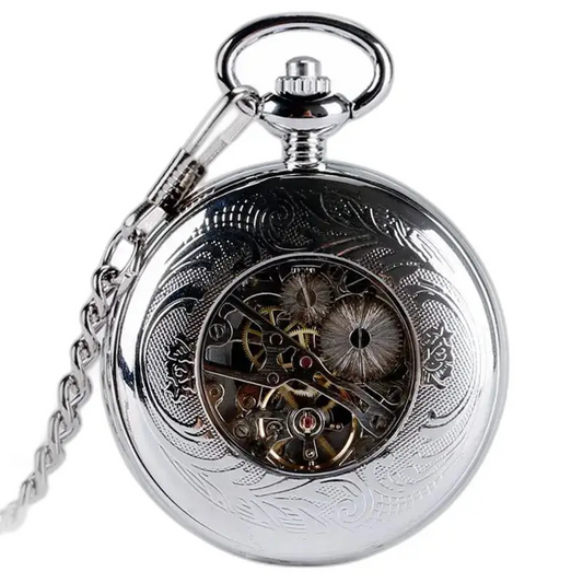 Kráľovské strieborné vreckové hodinky Chic Hunter Case s elegantným mechanizmom